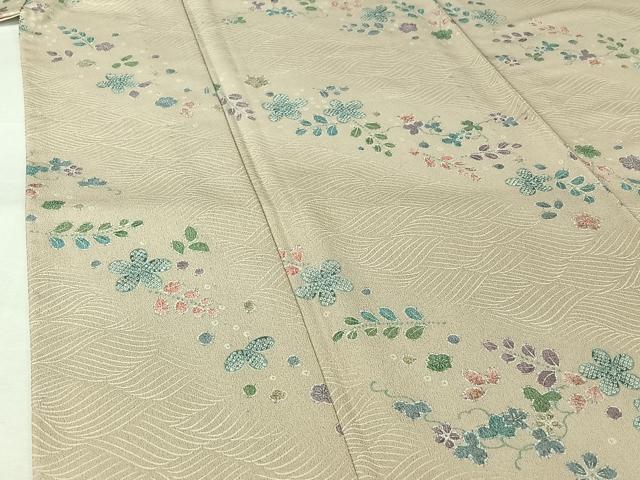 平和屋着物▽小紋 単衣 流水花文 洗える着物 AABJ9801jh