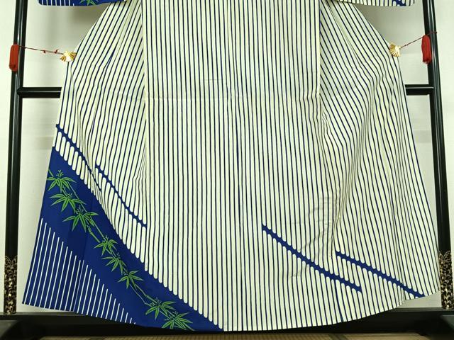 平和屋着物▽訪問着 単衣 笹竹文 洗える着物 AABJ9812jh