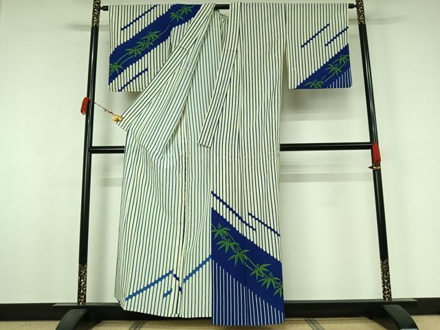 平和屋着物▽訪問着 単衣 笹竹文 洗える着物 AABJ9812jh