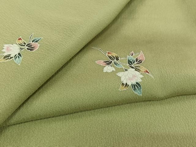 平和屋着物▽上質な小紋 単衣 友禅 草花文 正絹 逸品 AABJ9815jh
