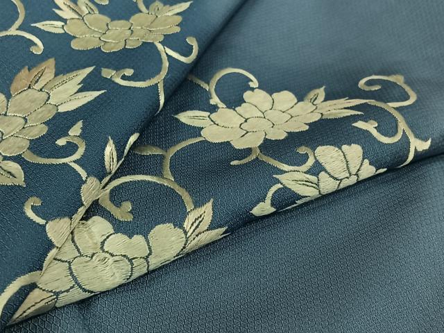 平和屋着物▽訪問着 単衣 総刺繍 花唐草文 正絹 逸品 AABJ9821jh