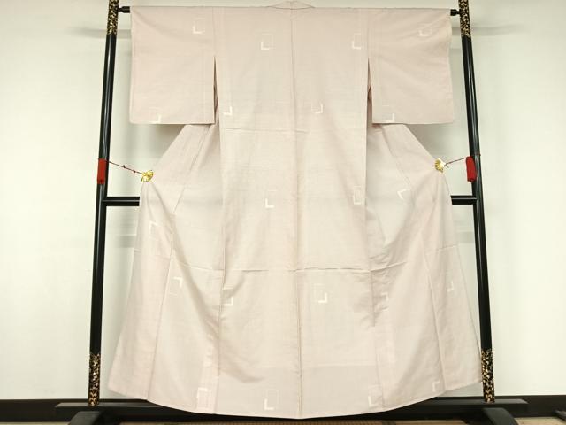 平和屋着物▽上質な紬 単衣 幾何学文様 正絹 逸品 AABJ9832jh