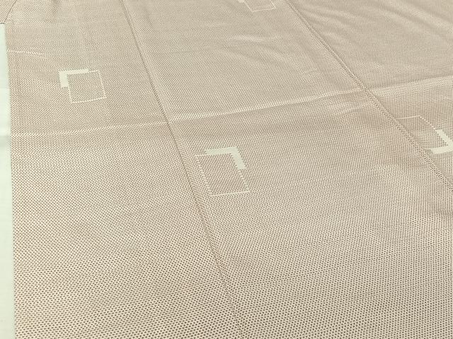 平和屋着物▽上質な紬 単衣 幾何学文様 正絹 逸品 AABJ9832jh