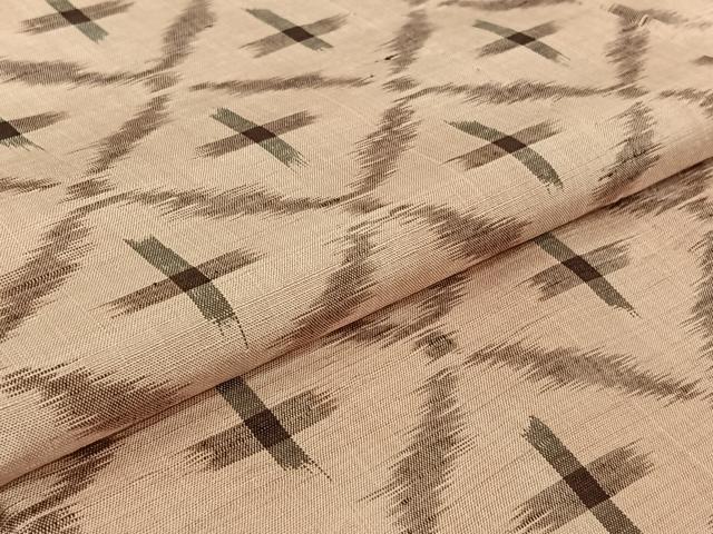 平和屋着物▽上質な紬 単衣 十字絣 正絹 逸品 AABJ9833jh