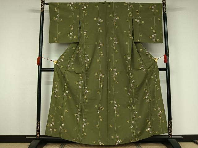 平和屋着物▽小紋 単衣 舞桜文 洗える着物 AABJ9837jh