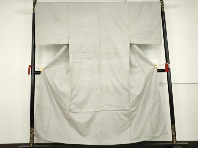 平和屋着物●男性 結城紬 色無地 絹鼠色 正絹 逸品 AABJ9847cs