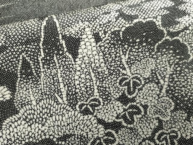 平和屋着物●江戸小紋 訪問着 鮫小紋柄 風景文 黒地 正絹 逸品 AABJ9848cs
