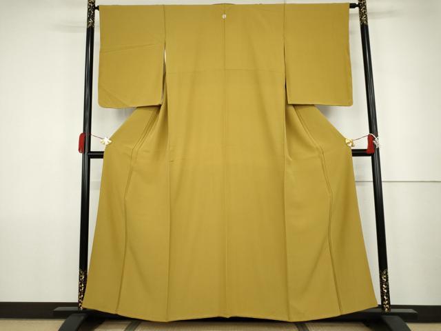 平和屋着物●上質な色無地 藤黄色 正絹 逸品 AABJ9853cs