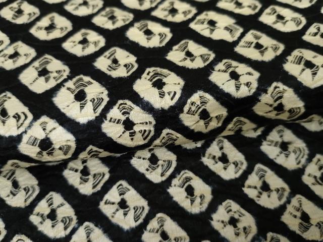 平和屋着物●上質な小紋 総絞り 雲絞り 黒地 正絹 逸品 AABJ9856cs