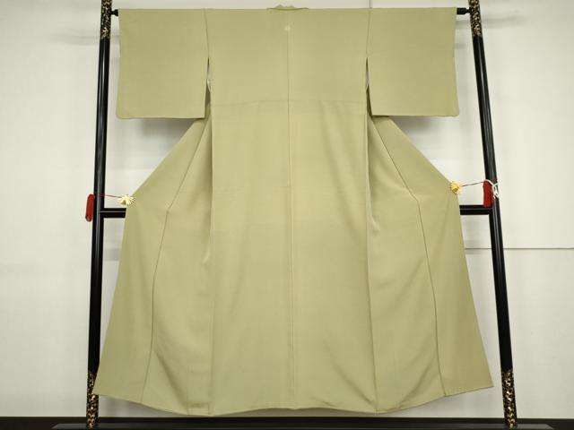 平和屋着物●上質な色無地 枯草色 正絹 逸品 AABJ9864cs