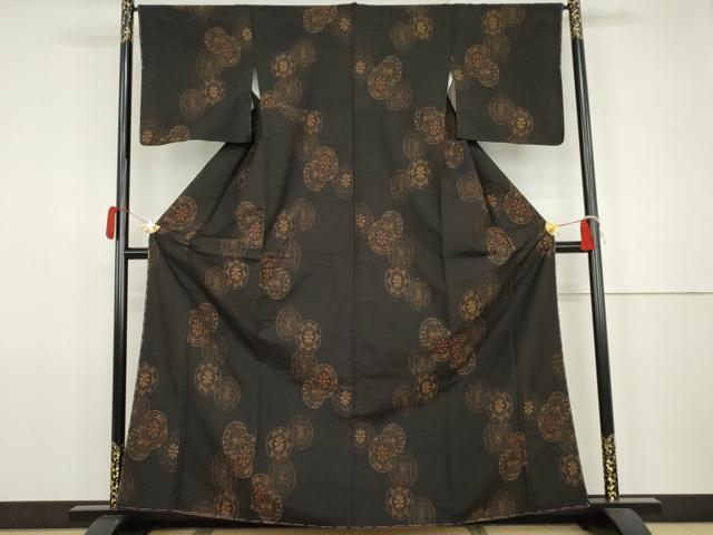平和屋着物●上質な紬 花源氏車文 正絹 逸品 未使用 AABJ9869cs