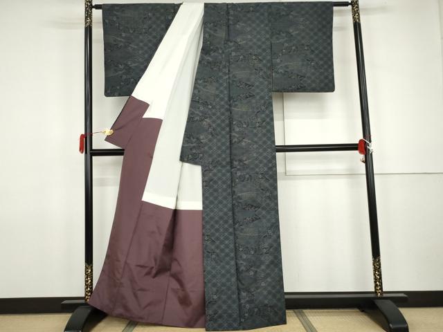 平和屋着物●本場大島紬 カタス7マルキ 蔓帯花蝶文 正絹 逸品 AABJ9873cs