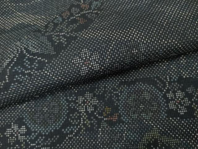 平和屋着物●本場大島紬 カタス7マルキ 蔓帯花蝶文 正絹 逸品 AABJ9873cs