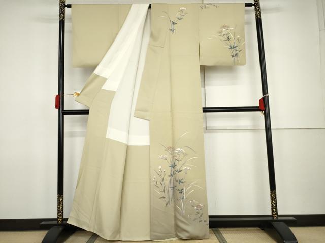 平和屋着物●訪問着 友禅 作家物 順 女郎花 おみなえし 暈し染め 正絹 逸品 AABJ9878cs