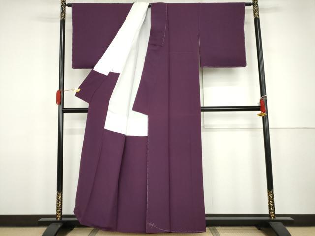 平和屋着物●本加賀友禅作家 梶山伸監修 色無地 加賀の梅染 桑の実色 正絹 逸品 未使用 AABJ9880cs