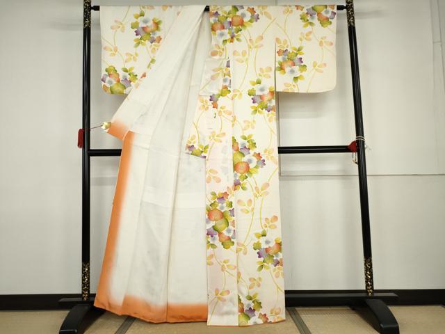 平和屋着物●上質な小紋 草花文 金彩 正絹 逸品 AABJ9882cs