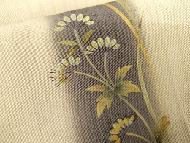 平和屋着物●訪問着 手描き 駒刺繍 草花文 暈し染め 金彩 正絹 逸品 AABJ9887cs