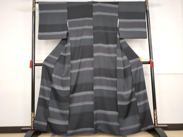 平和屋着物●上質な小紋 横段文 正絹 逸品 AABJ9894cs