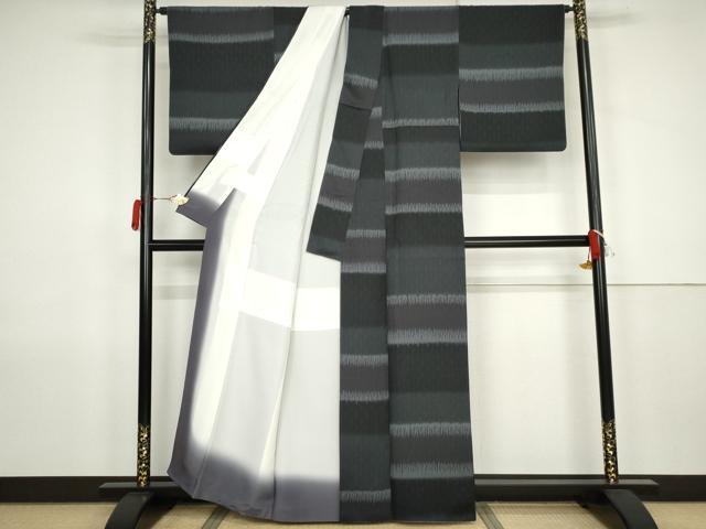平和屋着物●上質な小紋 横段文 正絹 逸品 AABJ9894cs