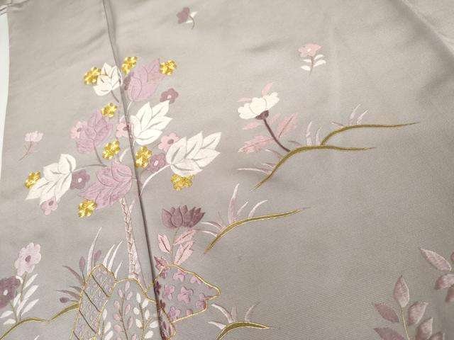 平和屋着物●豪華色留袖 駒刺繍 総刺繍 更紗花文 正絹 逸品 AABJ9898cs