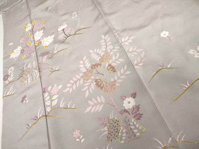 平和屋着物●豪華色留袖 駒刺繍 総刺繍 更紗花文 正絹 逸品 AABJ9898cs