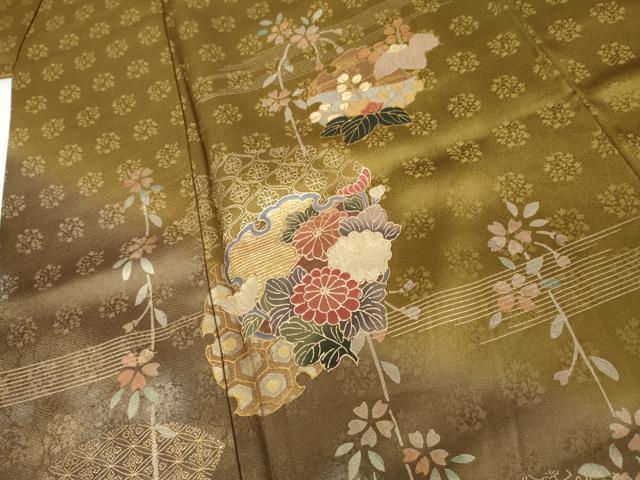 平和屋着物●訪問着 雪輪草花文 暈し染め 金銀彩 正絹 逸品 AABJ9899cs