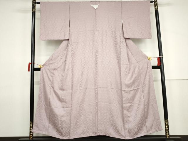 平和屋着物●上質な色無地 花格子地紋 紅藤色 さが美扱い 正絹 逸品 未使用 AABJ9900cs
