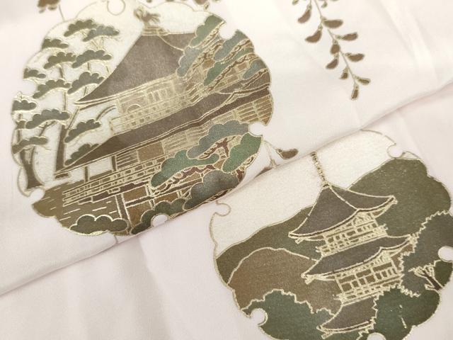 平和屋着物●長襦袢 袷 雪輪京風景文 金彩 さが美扱い 正絹 逸品 未使用 AABJ9904cs