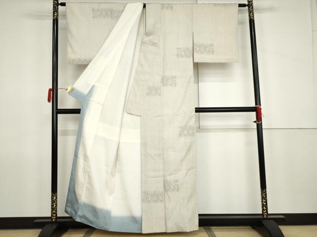 平和屋着物●結城紬 100亀甲 古代壁画文様 正絹 逸品 AABJ9908cs