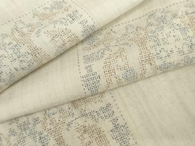 平和屋着物●結城紬 100亀甲 古代壁画文様 正絹 逸品 AABJ9908cs