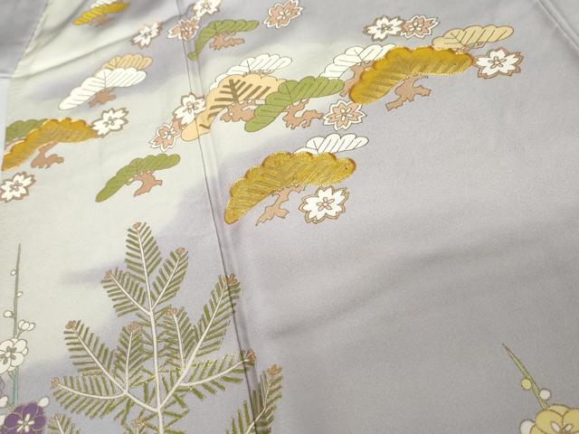 平和屋着物●訪問着 駒刺繍 松竹梅雪輪重ね文 暈し染め 金彩 正絹 逸品 AABJ9909cs