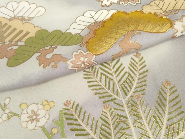 平和屋着物●訪問着 駒刺繍 松竹梅雪輪重ね文 暈し染め 金彩 正絹 逸品 AABJ9909cs