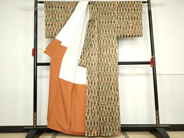 平和屋着物●上質な小紋 総絞り よろけ縞 暈し染め 正絹 逸品 AABJ9913cs