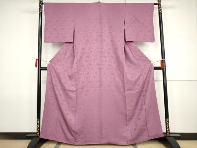 平和屋着物●上質な色無地 花唐草地紋 菖蒲色 さが美扱い 正絹 逸品 AABJ9918cs