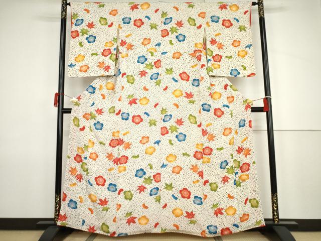 平和屋着物●上質な小紋 吹寄せ花文 金彩 正絹 逸品 AABJ9920cs