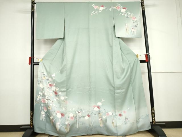 平和屋着物●訪問着 友禅 枝花文 暈し染め 正絹 逸品 AABJ9921cs