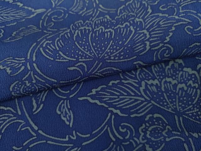 平和屋着物●上質な小紋 型染め 更紗花文 正絹 逸品 AABJ9922cs
