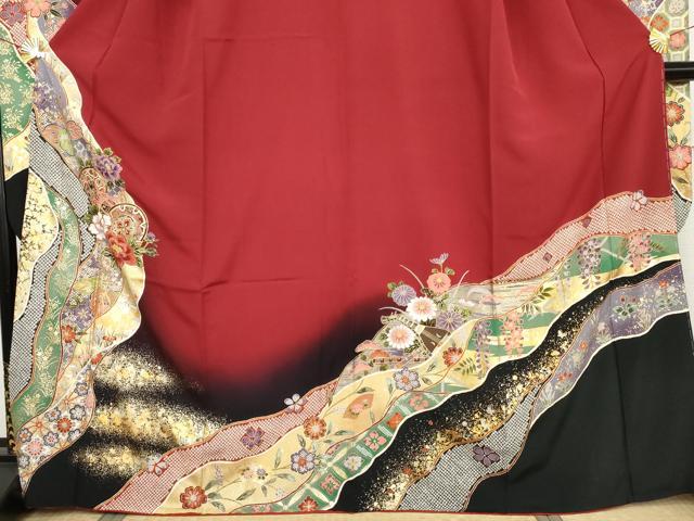 平和屋着物●豪華振袖 駒刺繍 花楽器文 暈し染め 金銀彩 正絹 逸品 AABJ9930cs