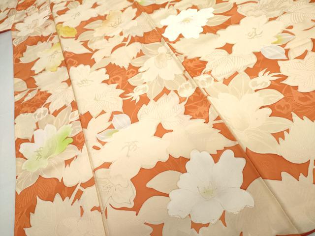 平和屋着物●上質な小紋 地紋起こし 草花文 正絹 逸品 AABJ9934cs