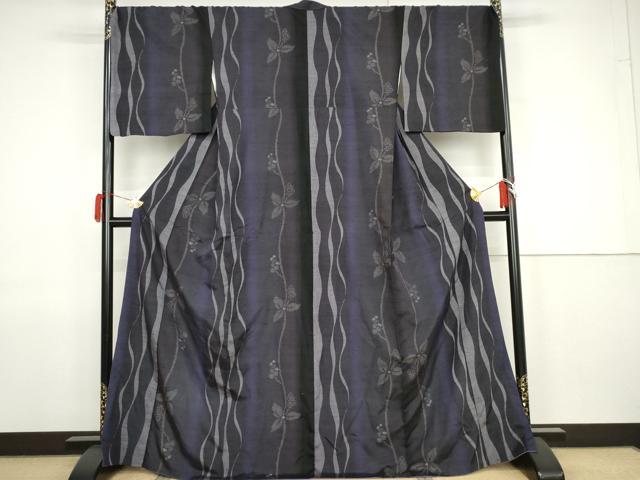 平和屋着物●結城紬 80亀甲 南天枝葉文 正絹 逸品 AABJ9940cs