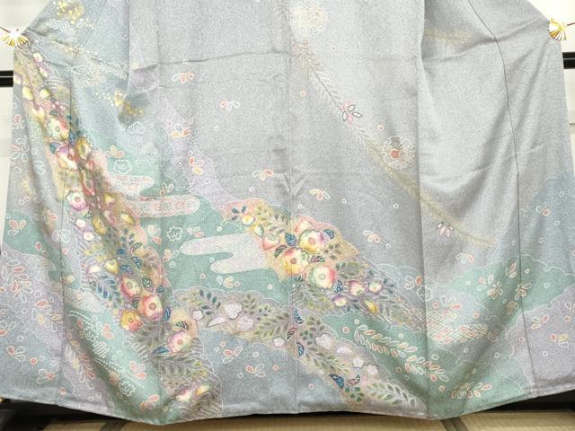 平和屋着物●訪問着 辻が花 雪輪重ね草花文 金彩 正絹 逸品 AABJ9945cs