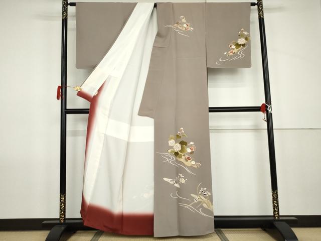 平和屋着物●訪問着 刺繍 流水花文 金彩 正絹 逸品 AABJ9947cs