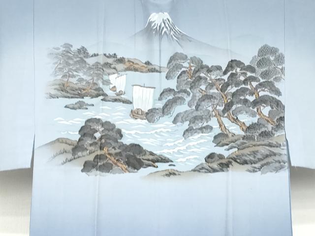平和屋着物●男性 長襦袢 袷 風景文 正絹 逸品 未使用 AABJ9959cs