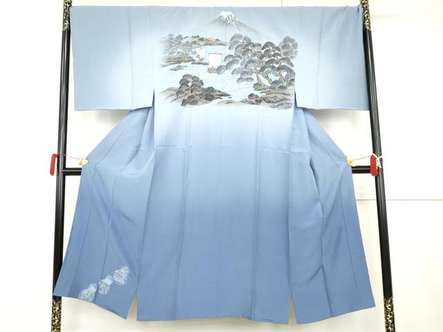 平和屋着物●男性 長襦袢 袷 風景文 正絹 逸品 未使用 AABJ9959cs