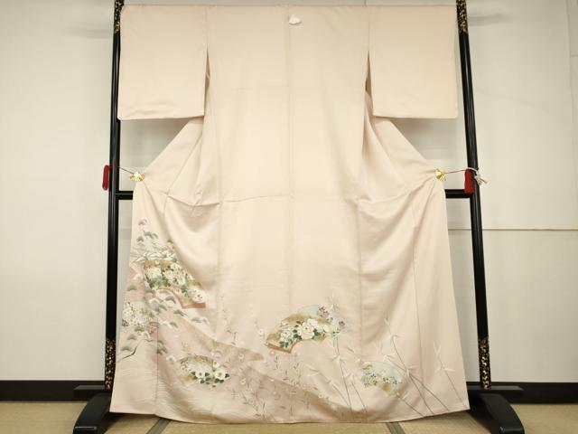 平和屋着物●豪華色留袖 地紙飛鶴花文 金彩 正絹 逸品 未使用 AABJ9967cs