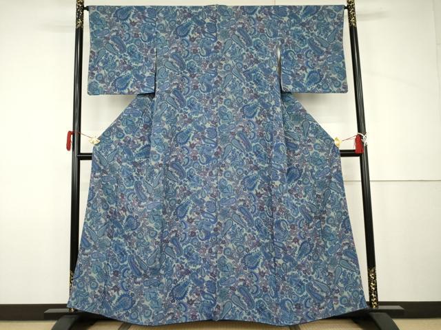 平和屋着物●上質な小紋 更紗花文 正絹 逸品 AABJ9970cs