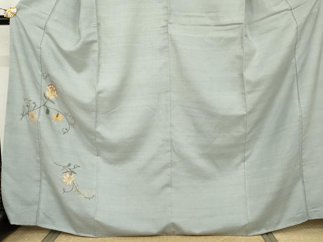 平和屋着物●訪問着 紬地 総刺繍 更紗花唐草文 正絹 逸品 未使用 AABJ9974cs