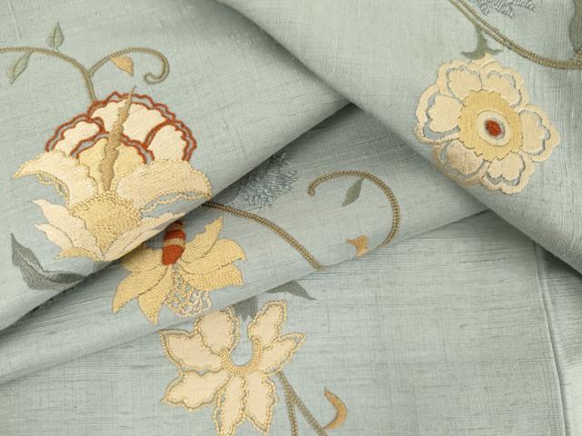 平和屋着物●訪問着 紬地 総刺繍 更紗花唐草文 正絹 逸品 未使用 AABJ9974cs