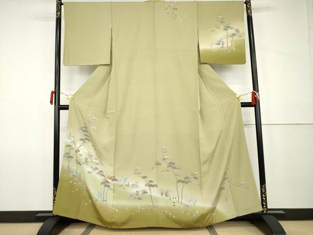 平和屋着物●訪問着 友禅 作家物 流水枝松文 暈し染め 正絹 逸品 AABJ9977cs