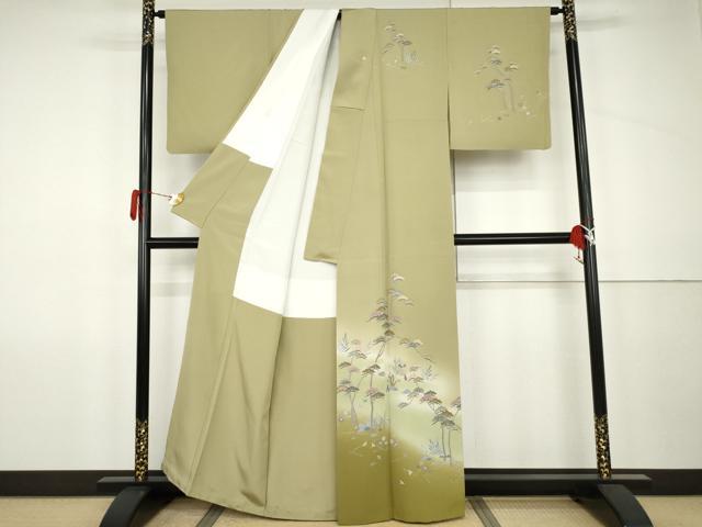 平和屋着物●訪問着 友禅 作家物 流水枝松文 暈し染め 正絹 逸品 AABJ9977cs